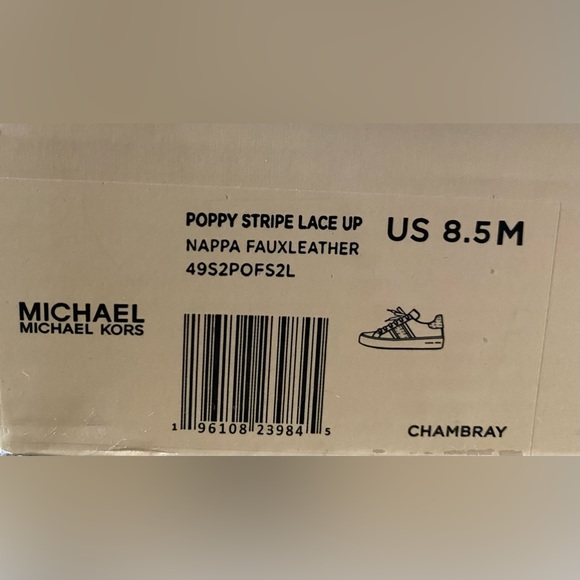 MICHEAL KORS “POPPY STRIPE” LACE-UP SIGNATURE SNEAKERS - Picture 12 of 13